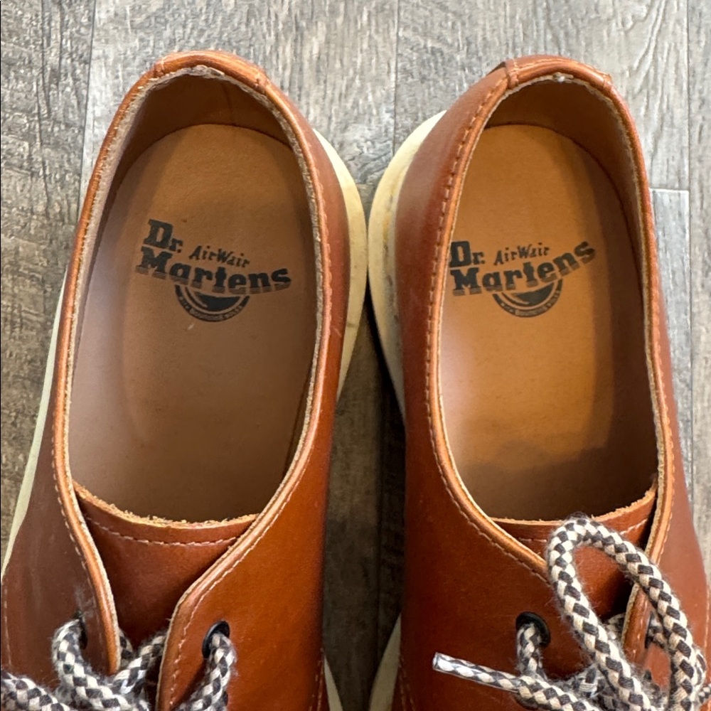 Dr. Martens Brown Leather Derby Shoes with Cream Soles - Picture 2 of 12